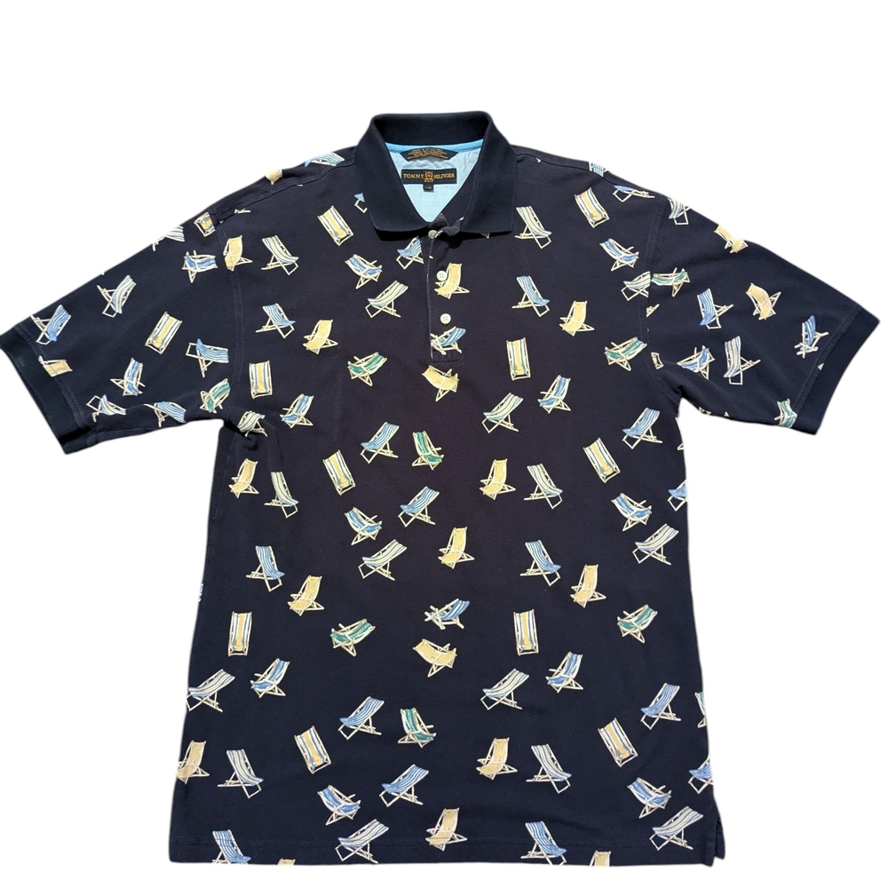 Tommy Hilfiger Black Polo with Colorful Chair Print